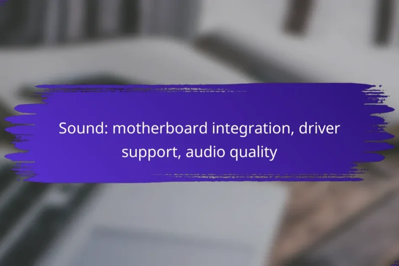 Sound: motherboard integration, driver support, audio quality