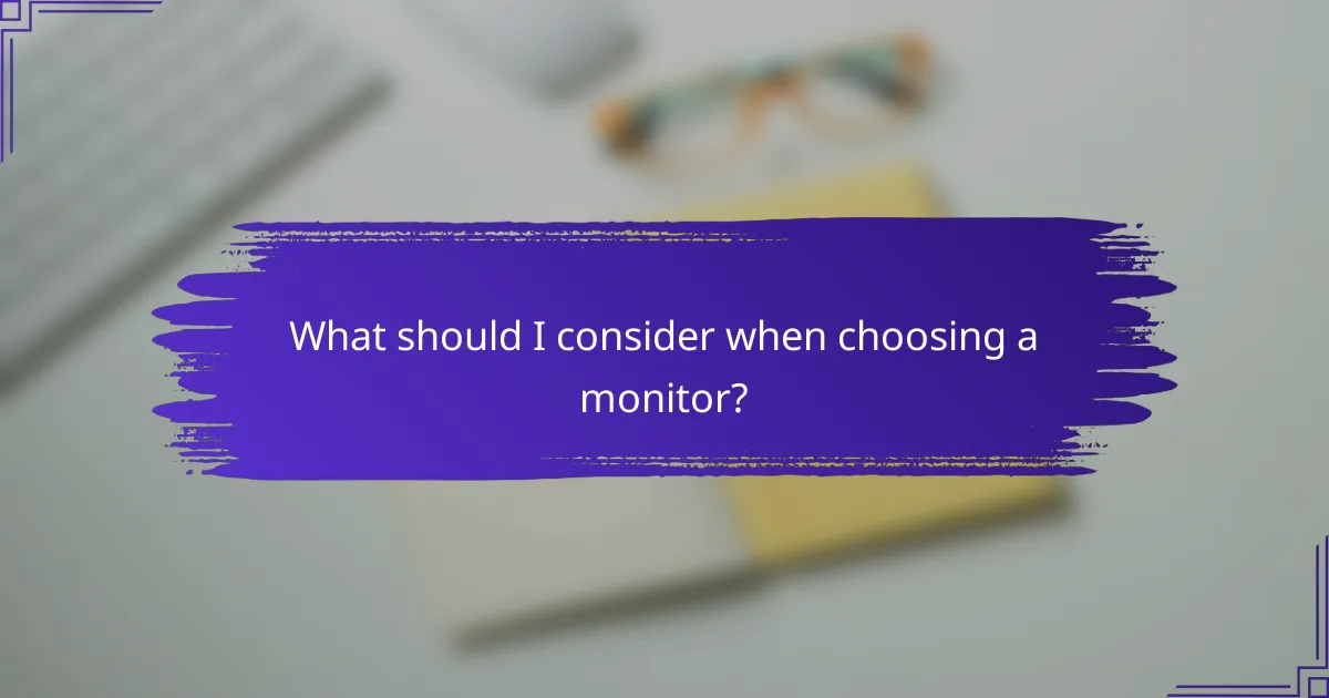 What should I consider when choosing a monitor?